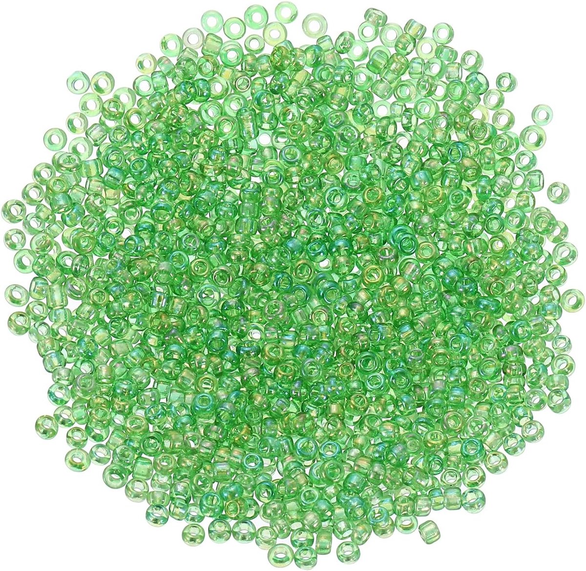 Kralen om te rijgen, 1,5 mm, mini-kralen, kerstset voor het zelf maken van armbanden, glazen bugle kralen voor doe-het-zelf kerstcadeaus, sieraden, grasgroen