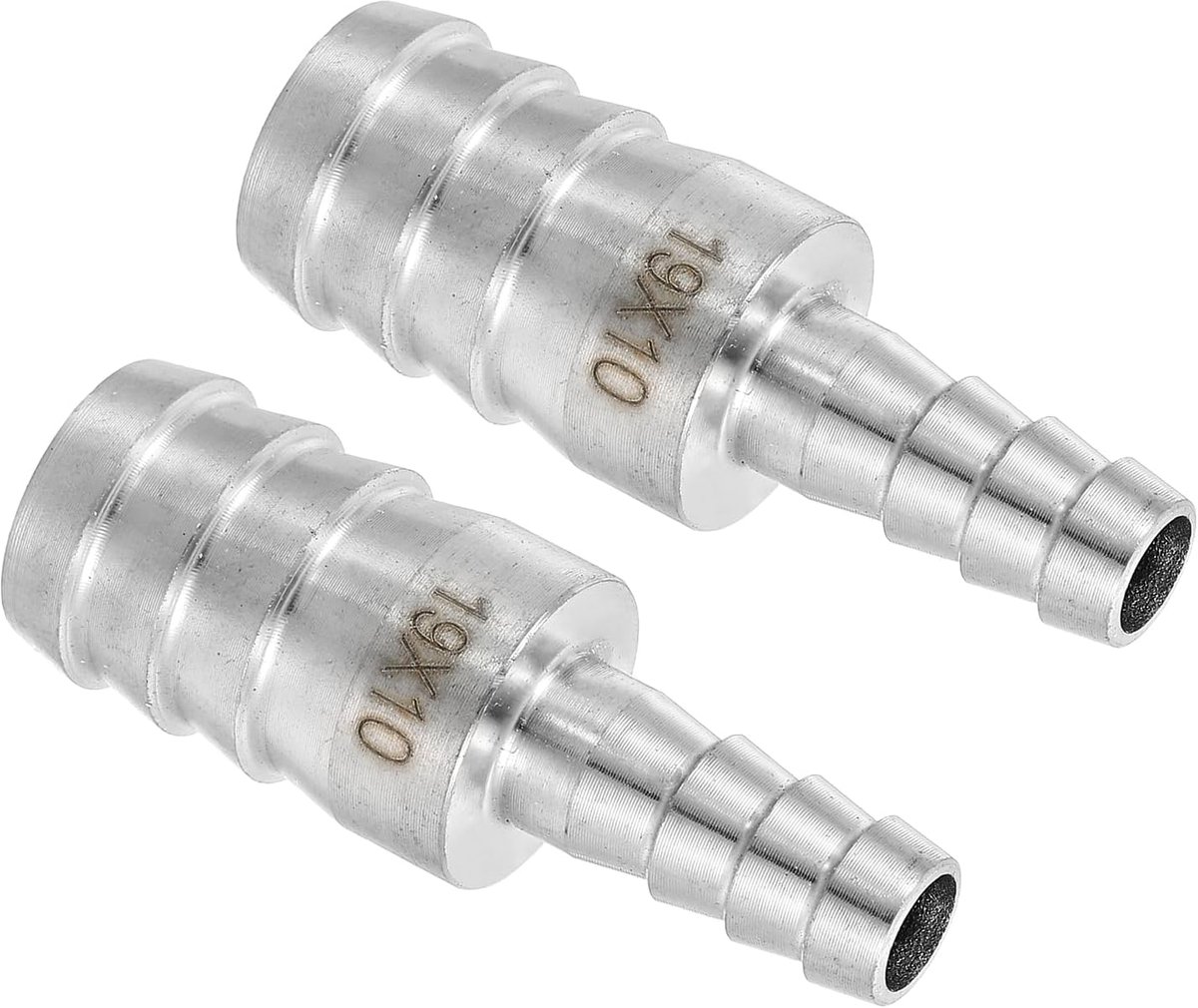 2 stuks 3/4" naar 3/8" slangaansluiting verloopstuk buisschroefverbinding, 304 roestvrij stalen slangkoppeling voor vacuümsystemen, industriële buisverbindingen, zilver