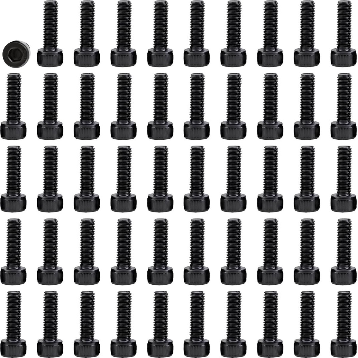 50-delige zeskantset M3 schroeven, M3 x 10 mm M3 bout, metalen schroeven, halve schroefdraad, geschikt voor metalen constructies en automobieltoepassingen (zwart)