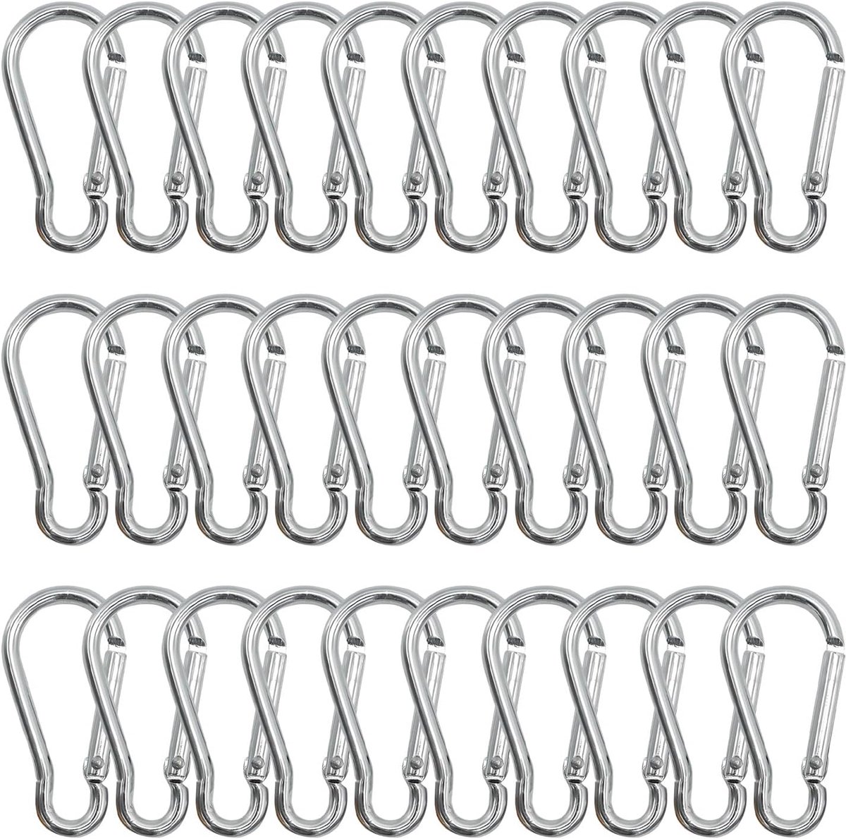 Karabijnhaken, karabijnhaak van aluminiumlegering, 3,6 x 41 mm, clip met veergesp, veilige drager 2,5 kg, voor hangmatten, camping, vissen, luifels