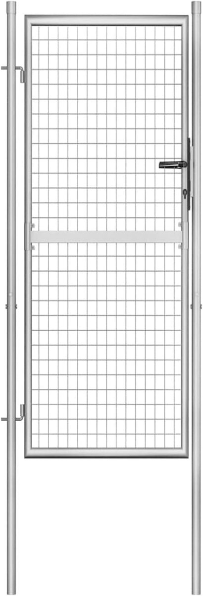 Tuinpoort van verzinkt staal, 105 x 250 cm, zilver, poort voor hekken, tuinpoort, tuinpoort, hekpoort, buitenpoort, metalen poort, P144760