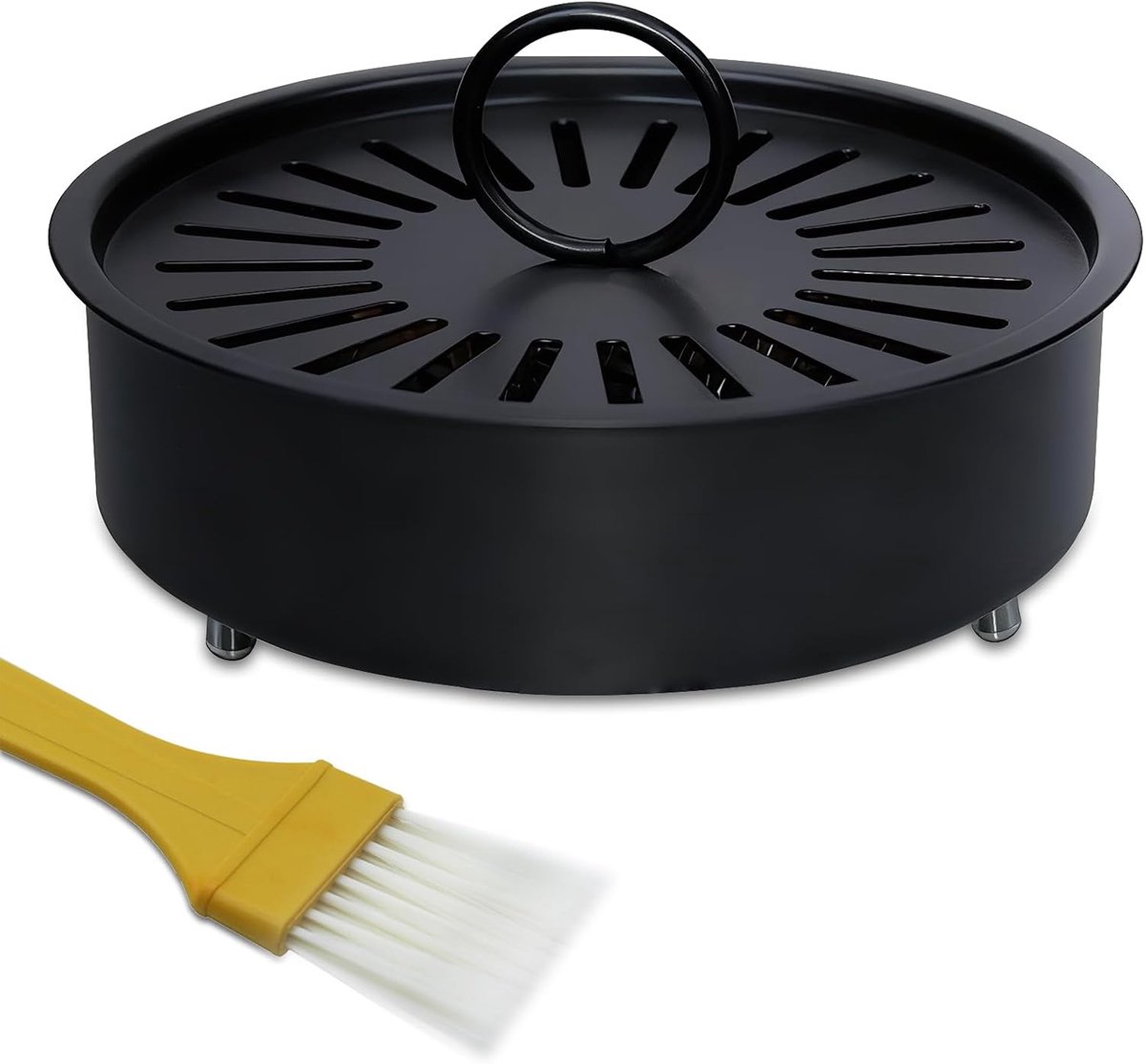 zwarte muggenspiraalhouder met deksel, metalen muggenspiraal, houder met kwast voor huis, tuin, camping