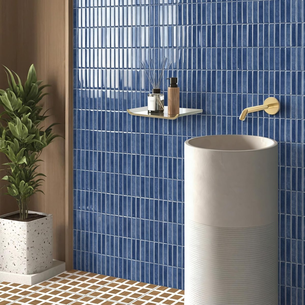 10 vellen 30,5cm/12inch 3D zelfklevende muurtegelsticker, afneembaar en op te plakken waterdichte splashback, plak op tegelsticker voor keuken, badkamer, muur, Klein Blauw