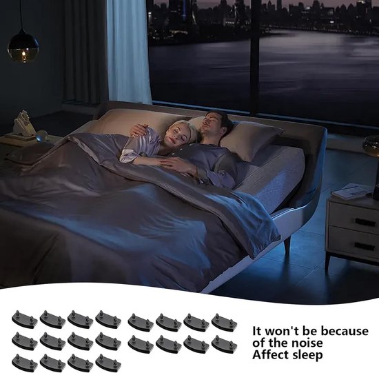 20 stuks, lattenbodemhouders, universele bedlattenhouder voor eenpersoons- en tweepersoonsbedden, 53 mm, robuust polyethyleen, zwart, voor houten en metalen bedframes — afbeelding 3
