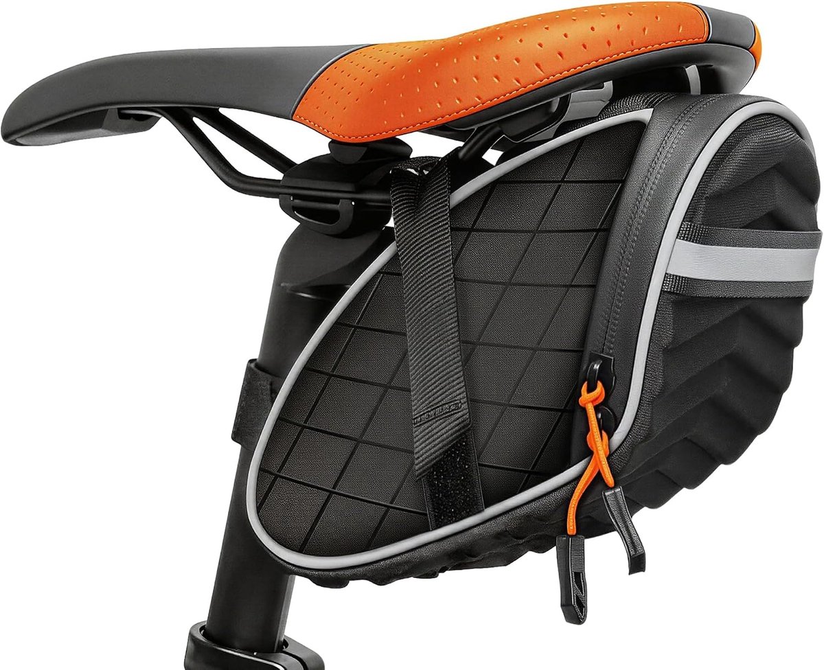 Fietszadeltas, Onder Seat 3D Shell Fietsen Seat Bag voor Mountainbike Racefiets met Waterdichte Ritsen Zwart