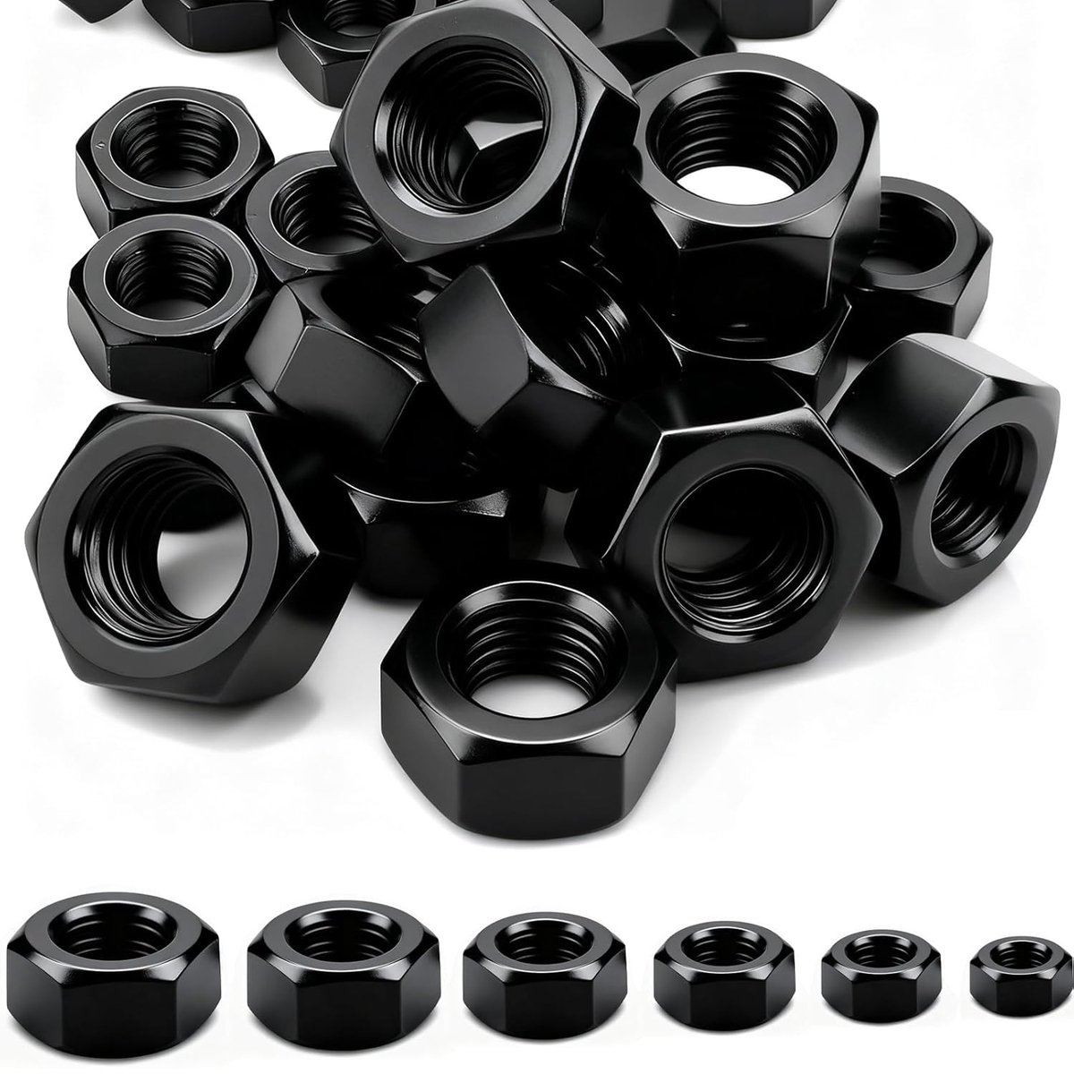 moer roestvrij stalen zeskantmoeren, 20 stuks moeren zwart DIN934 zeskantmoeren A2 V2A zeskantige moeren voor hout metalen schroeven draadstangen bouten