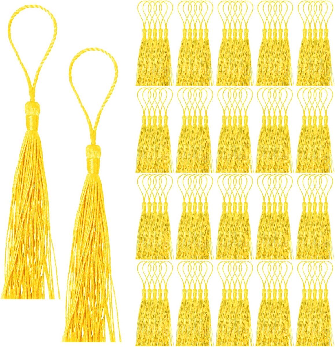 Kwastjes 13cm/5 Inch Zijdeachtige Handgemaakte Mini Kwastjes voor DIY Craft (Goud Geel)