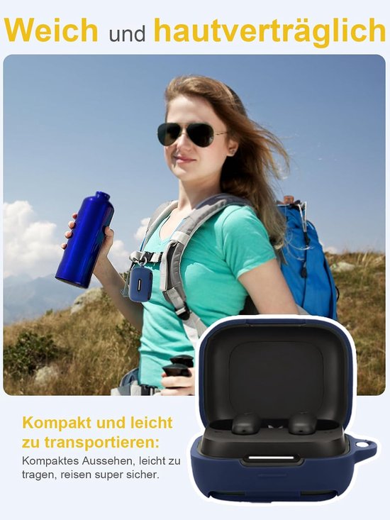 Hoes voor anker Soundcore P31i draadloze hoofdtelefoon, daunke zachte siliconen beschermhoes, huidvriendelijk etui met ronde gesp, volledige bescherming, blauw — afbeelding 5
