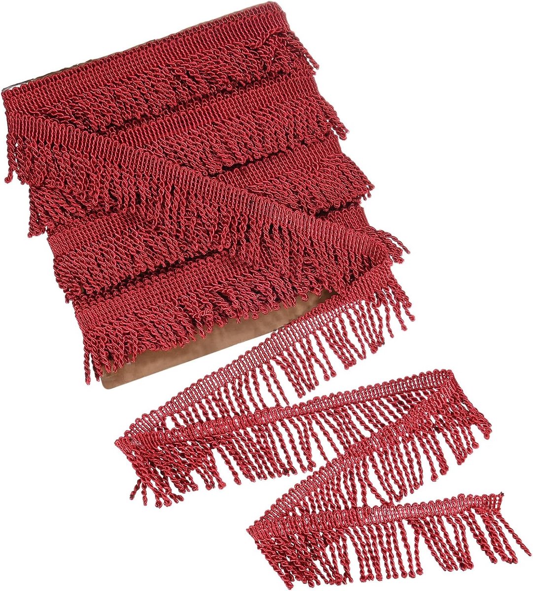 METERXITY 10 meter gordijn franjes franjes rand, 5,6 cm breed polyester franje boho kant naaien franje trimmen kwastje franje trim voor tassen/doe-het-zelf decoratie/rok/bank/kleding [wijnrood]