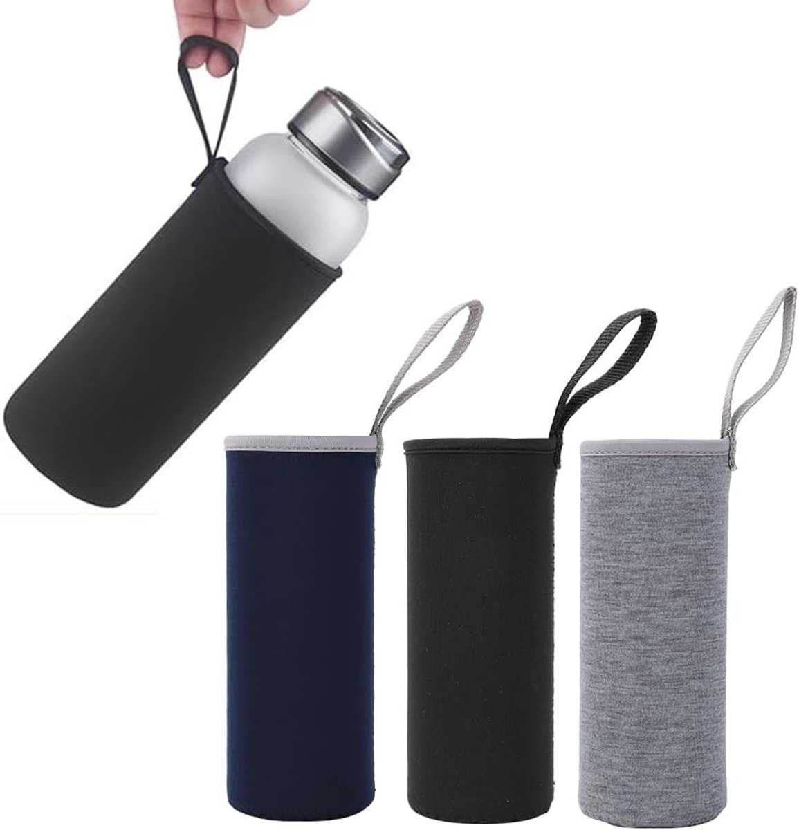 3 stuks neopreen waterflessenhouder, beschermhoes voor waterfles met verstelbare schouderriem, geïsoleerde drinkflessenhouder, flessenhouder voor fietstochten, meerkleurig1