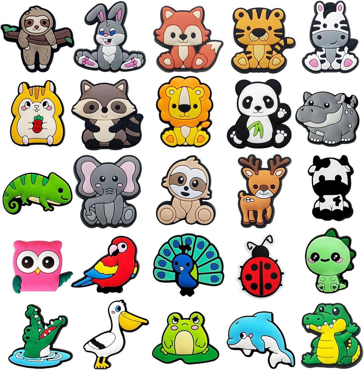 Bedels voor schoenen, cartoon panda, vos, tijger, kikker, zebra, pvc-decoratie, bedels voor klompsandalen, armbanden, polsband, feestgunst, verjaardag, festival