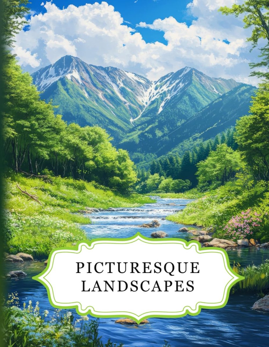 Landscapes: A relaxing colouring book for adults with 50 beautiful designs. Perfect for unwinding, stress relief and creativity