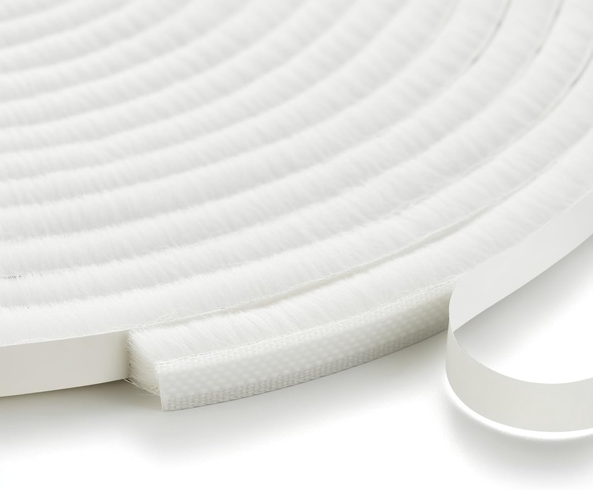 borstelafdichtingsstrip zelfklevende 9 mm x 5 mm deurraamborstel wit | 10 m zelfklevende tochtstopper borstelafdichting voor schuifdeuren en kledingkasten, insectenwerend en luchtafsluitend