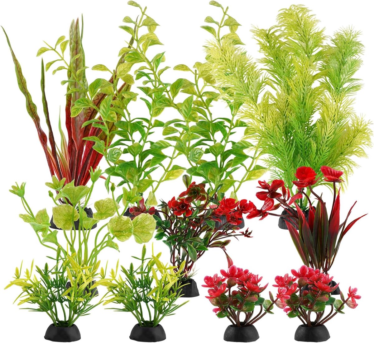 11 stuks aquariumplanten kunstmatig, groen waterplanten kunstmatig | aquariumdecoratie kunstmatige planten, accessoires kunststofplant deco kunstplanten