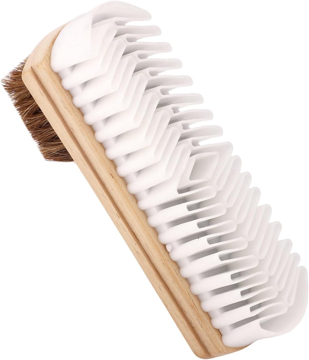 2-in-1 Suède Schoenborstel met Gum, Houten Handvat Suède en Nubuck Reinigingsborstel voor Schoenen Tassen Jassen