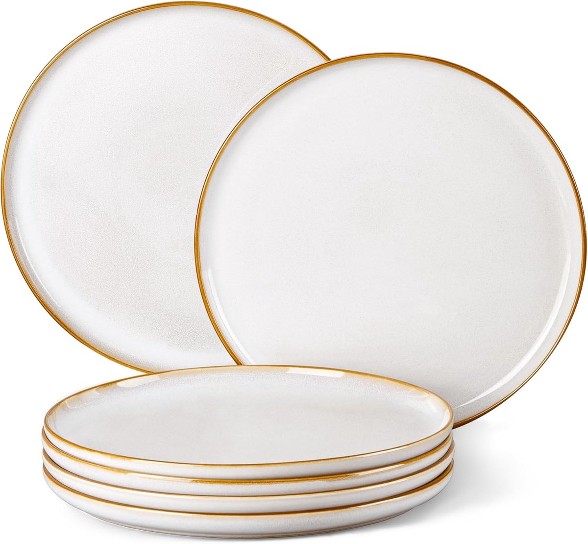 Bordenset 6 personen, reactief glazuur, aardewerk, 26,5 cm, beige | Eetborden, moderne serviesset, serveerborden voor cake, magnetronbestendig en vaatwasmachinebestendig
