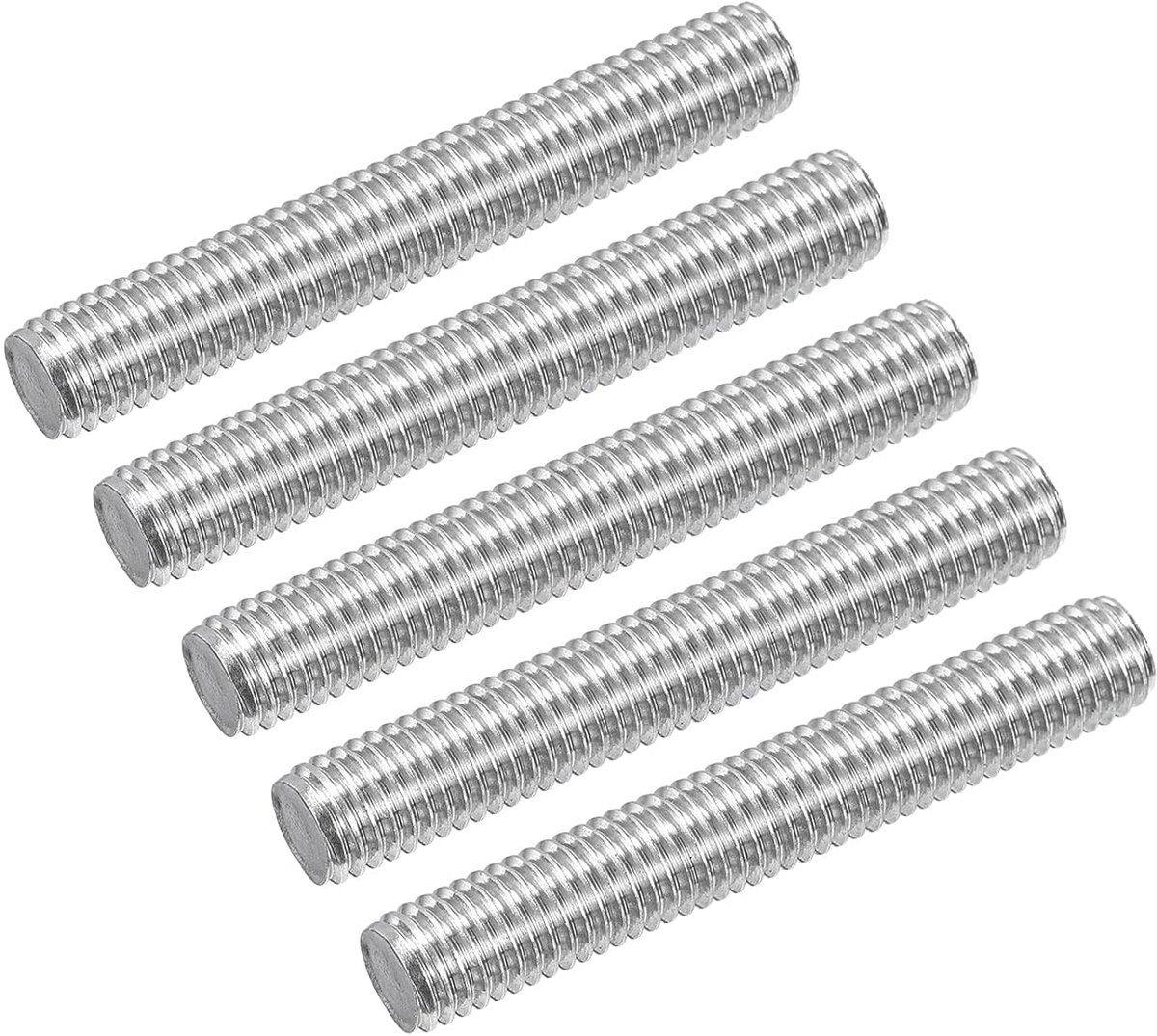 5 stuks M6 x 40 mm volledige schroefdraad stang 304 roestvrij staal rechtse schroefdraad staven voor ankerbouten, klemmen, haken en U-bouten, 1 schroefdraadhelling