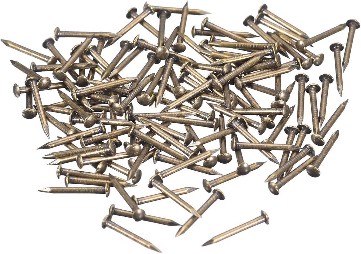 280 stuks kleine kleine spijkers, 1,2 x 12 mm (d x l), kleine messing nagels, hardware, ronde kop, messing, nagel voor hout, doe-het-zelfprojecten, decoratieve dozen, huishouden