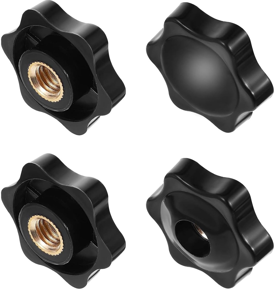 4 stuks M8 stergreepmoeren, stergrepen met schroefdraadbus, knopmoer, binnendraad klemknop voor mechanische, industrie, meubels, elektronische apparatuur, zwart