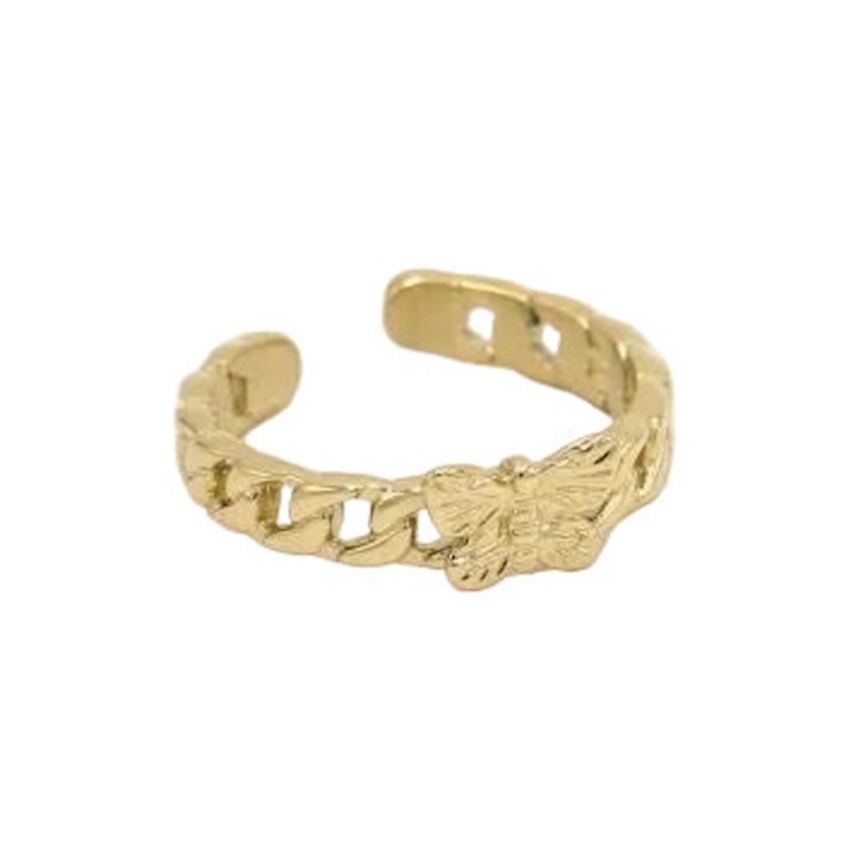 Michelle Bijou Ring Schakel Vlinder goud one-size