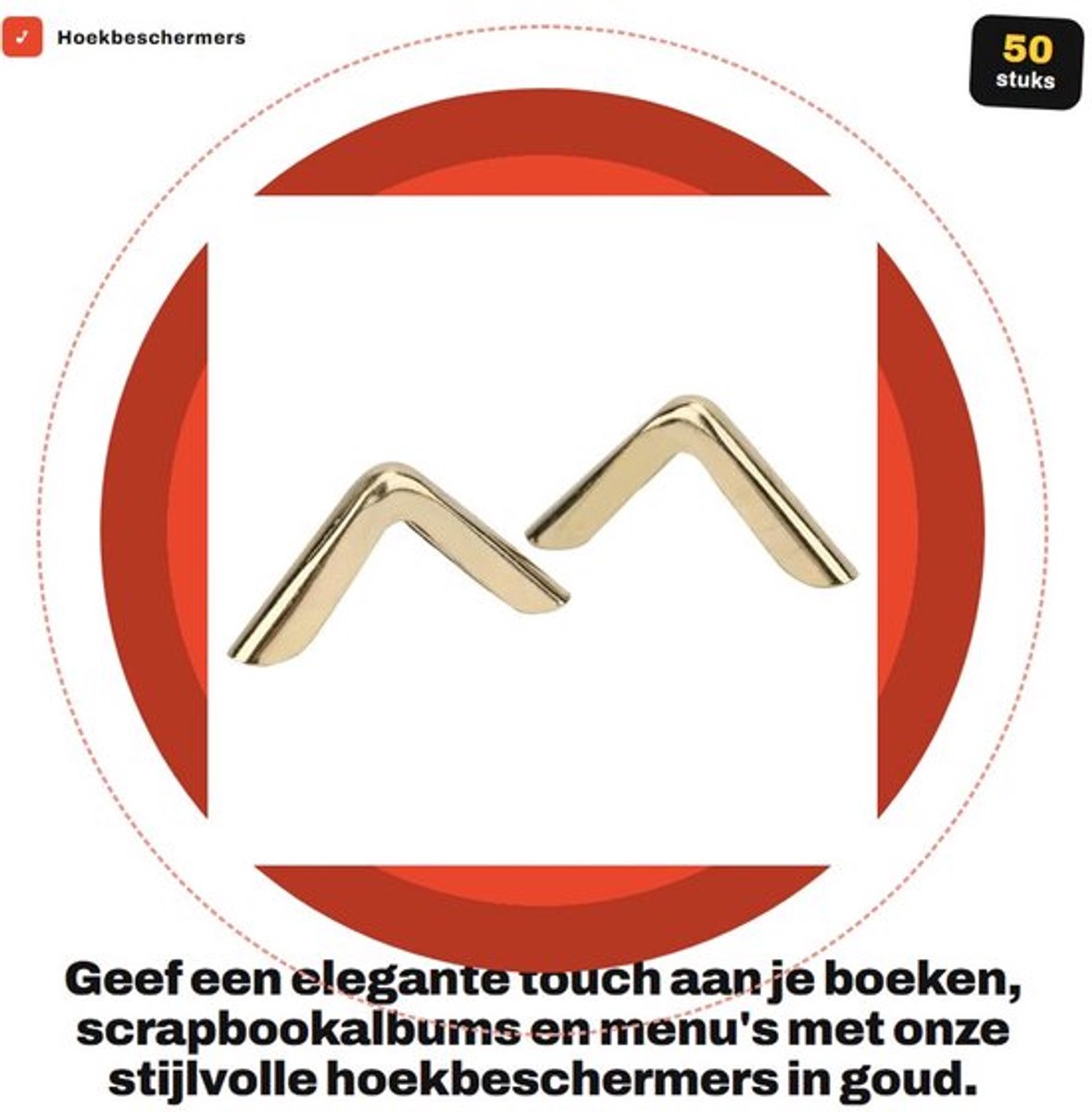 MTTproducts- Hoekbeschermer 50 Stuks - Messing Goud - Decoratieve Hoekbescherming - Voor Boeken/Fotoalbums/Menu's - Elegante Afwerking - Schadebescherming