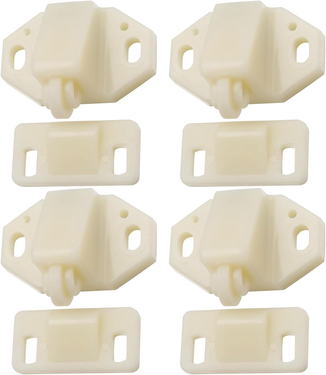 4 stuks kunststof deurvangststopper beige 35 x 21 mm voor kast, caravan, kast, camper, bootdeur, houder, vangt, sterke grip, accessoires (type A)