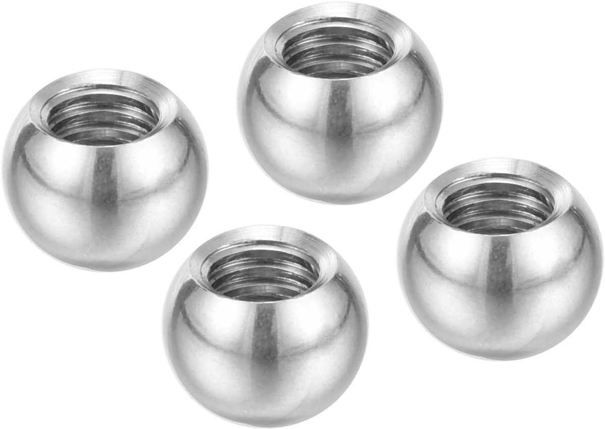 M6 x 10 mm kogelmoeren knop 4 stuks binnendraad 304 roestvrij staal rond blinde gat schroef kap afdekking voor verlichting machines doe-het-zelf decoratie zilver