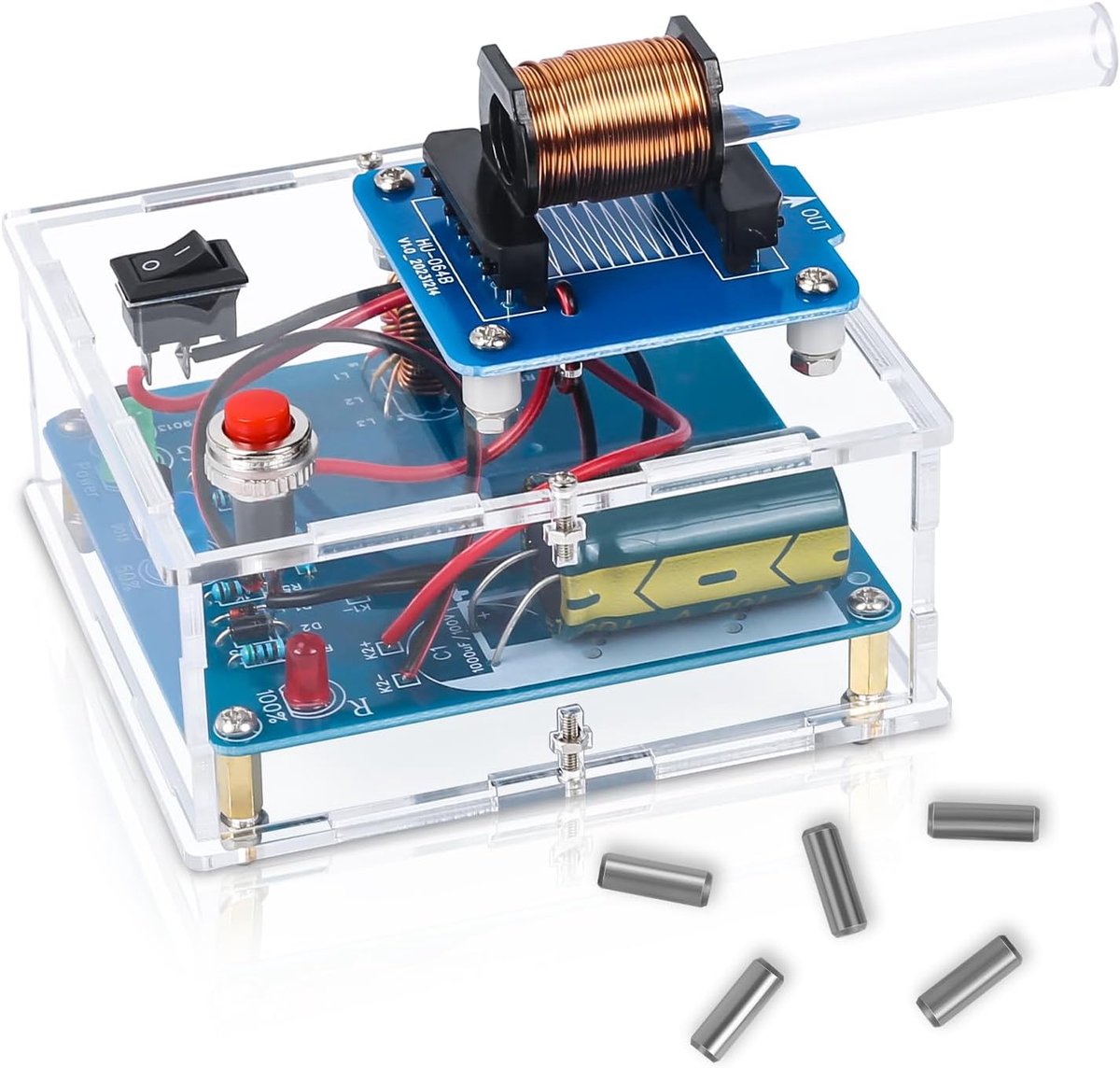STEM soldeerset – elektromagnetische educatieve module met primaire spoel – experimenteel natuurkundeproject voor scholen, studenten en elektronicaliefhebbers