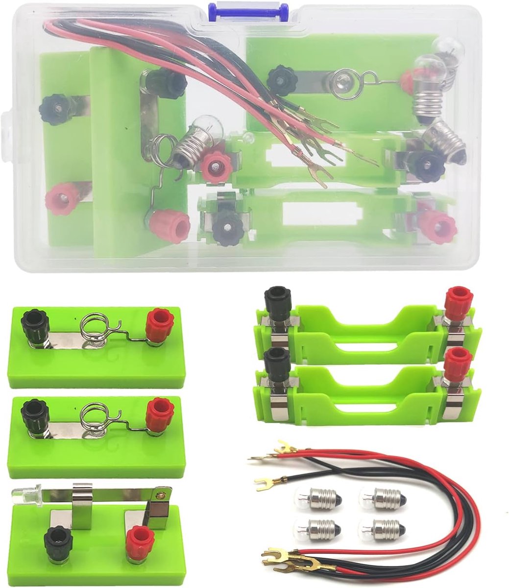 set met elektrische schakelkast gloeilamp schakelaar geleidende lijn wetenschapsleerset bouwschakelingen basic circuit learning kit voor kinderen