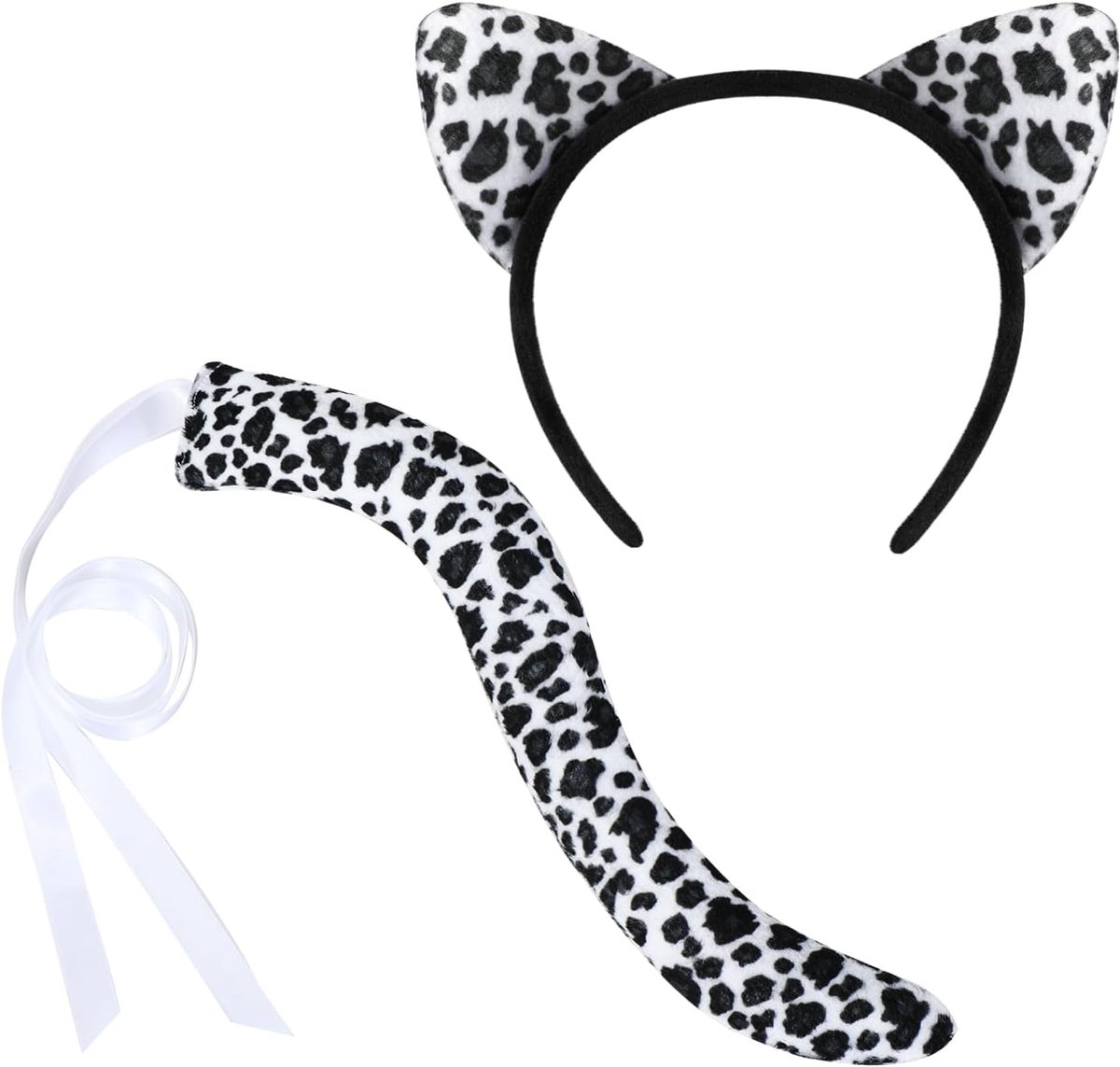 Kostuumset - Luipaard oren en staart met hoofdband en staart voor cosplay, verjaardagsfeestje accessoires, zwart