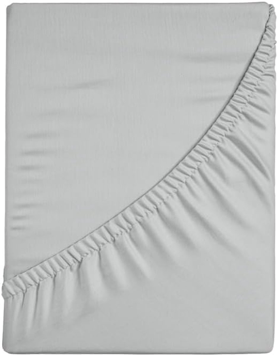 Hoeslaken voor tweepersoonsbed, effen, 100% katoen, maxi-hoek 30 cm, grijs, 180 x 200 cm