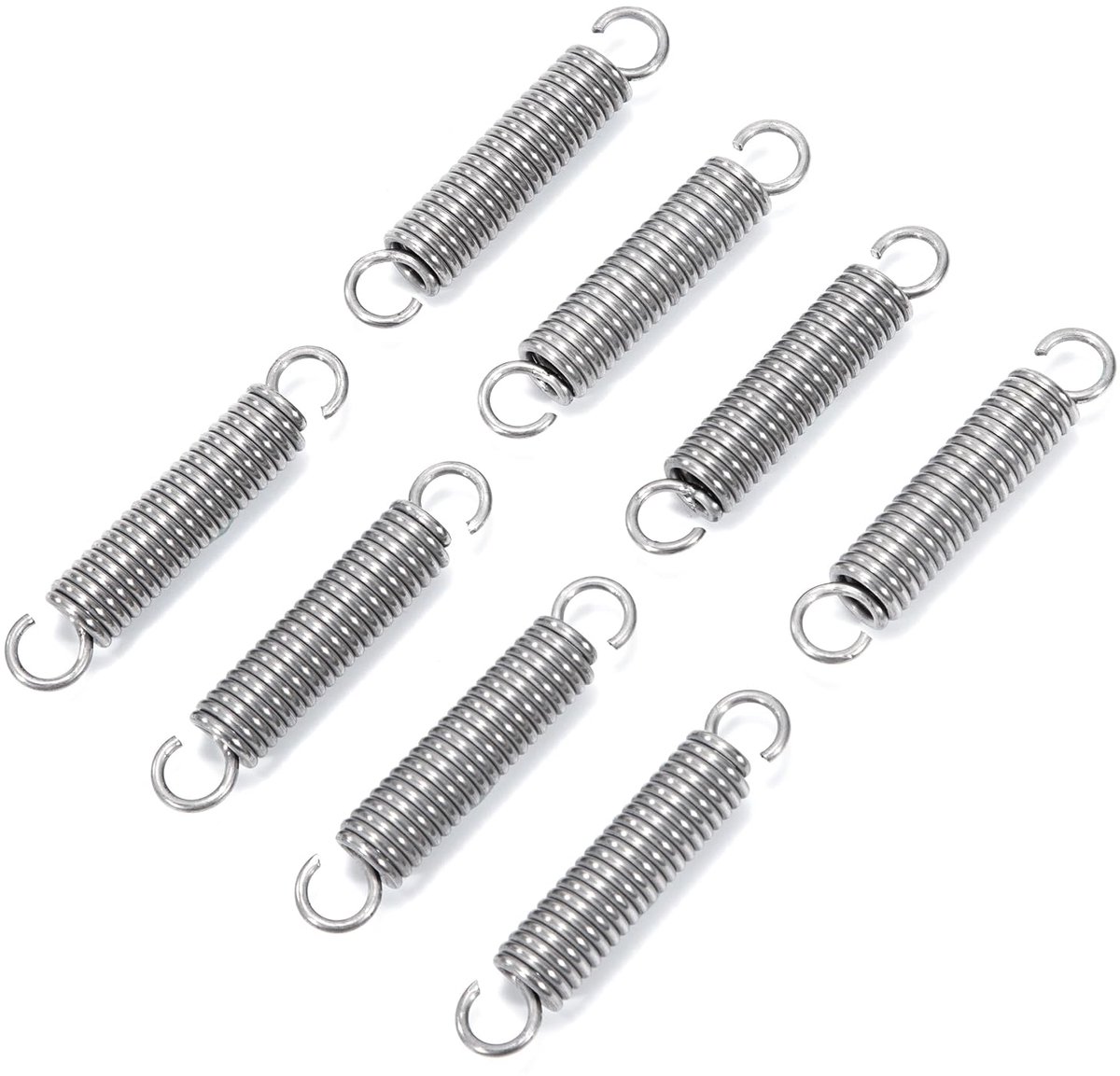 Trekveren met haak, roestvrij staal, spanveer, trekveer, 50 mm, buitendiameter 10 mm, draaddiameter 1,6 mm, maximale trekkracht 7,9 kg, 1,6 x 10 x 50 mm, 8 stuks