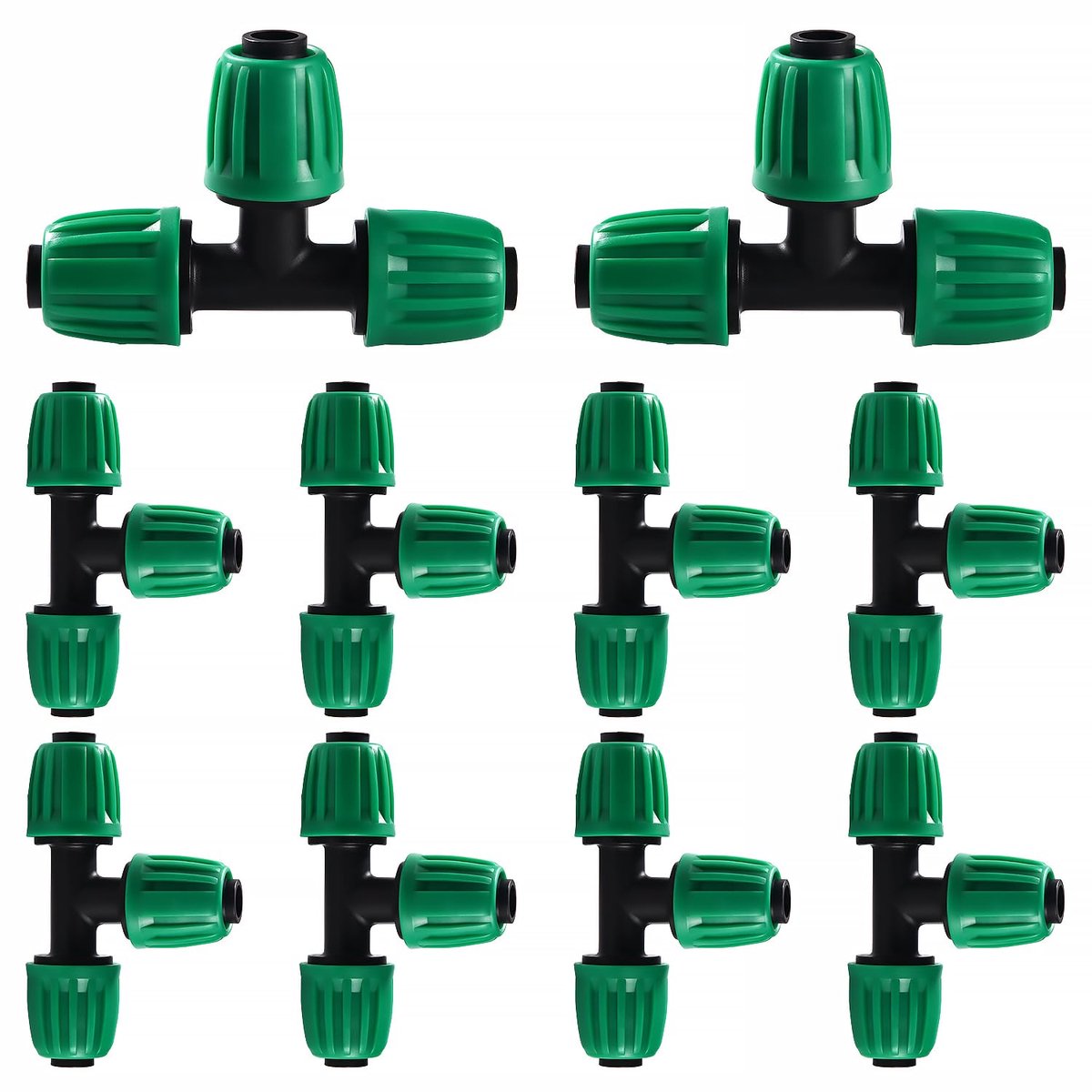 10 Stuks 16 mm Druppelirrigatiefittingen, Barbed Tee Connector, Irrigatieconnector, Barbed Tee Irrigatie Buis, Druppel Irrigatie Connector, voor Tuin, Gazon (Groen)