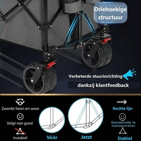 Lìon® Bolderkar - Festival Trolley Multifunctionele Kar - Opvouwbare Handkar - Zwart - 92cm x 97cm x 57cm van Lion — afbeelding 3