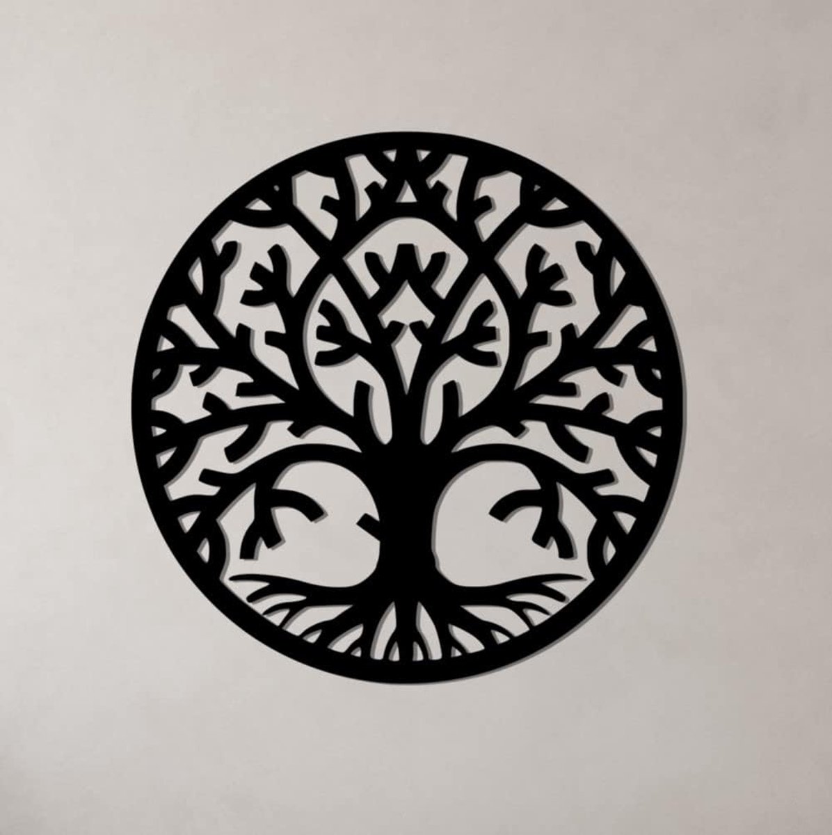dv decovieno Wanddecoratie, metaal, rond, spiritueel, levensboom, metaal, wanddecoratie voor huis, woonkamer, slaapkamer en kantoor, grote boom, design, muurkunst (60 cm)