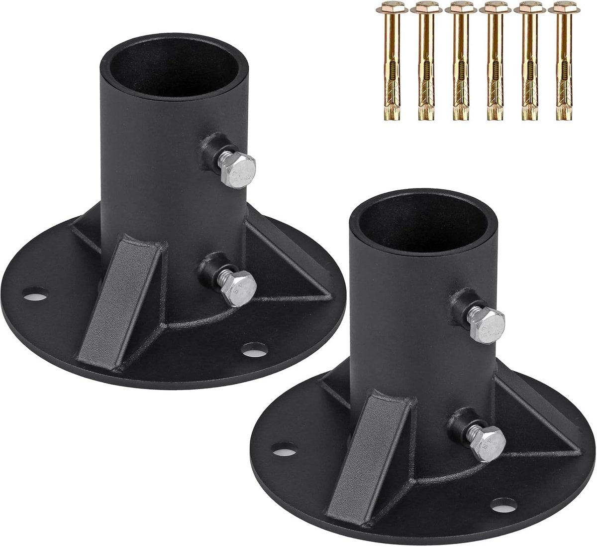 Chain Link Fence Pole Floor Flens, 2 "Base Flens, Zware Solid Fence Post Beton Mount voor het vasthouden van het hek/brievenbus/vlag ronde palen (OD 1-7/8"), Bouten/zijschroeven zijn