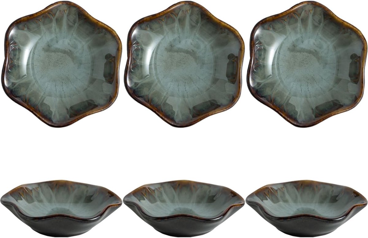 6 stuks dompelkommen, keramische kleine kommen voor dips, keramische kom duurzaam en duurzaam, keramische kom set-snackkommen, sausschotel, dipkommen, snack- en dipkommen, kleine kom 10 x 2,5 cm