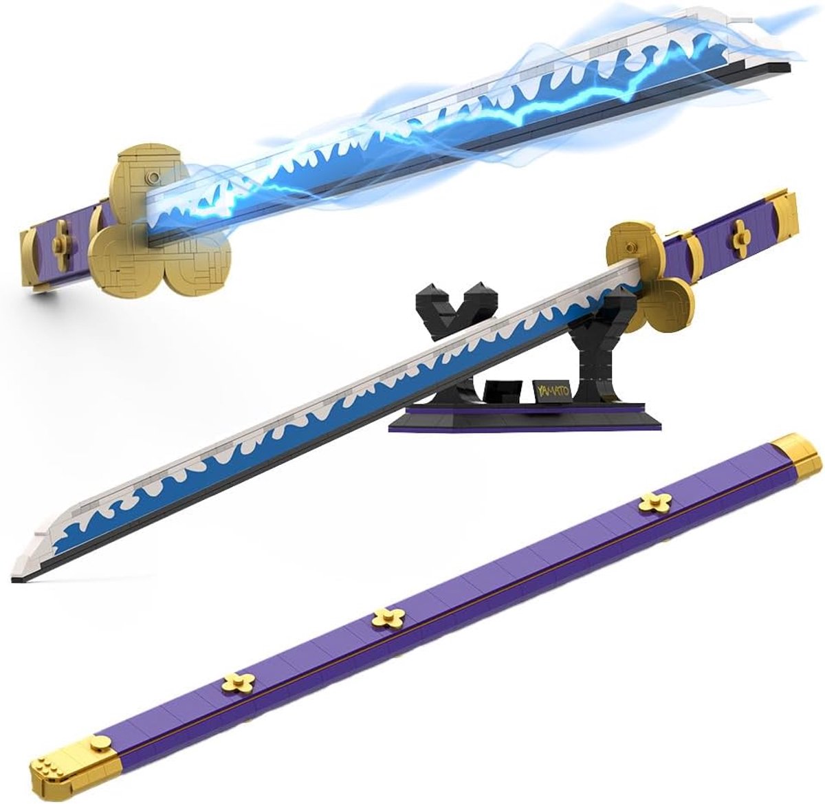 Anime Cosplay zwaard bouwstenenset, 98,6 cm Samurai Katana model met schede en standaard, ideaal cadeau voor fans en volwassenen (936 stuks)