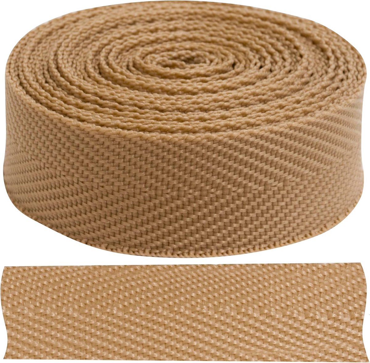- C77577 - gallon band van polypropyleen, 4,5 meter x 25 mm - kleur lichtbruin
