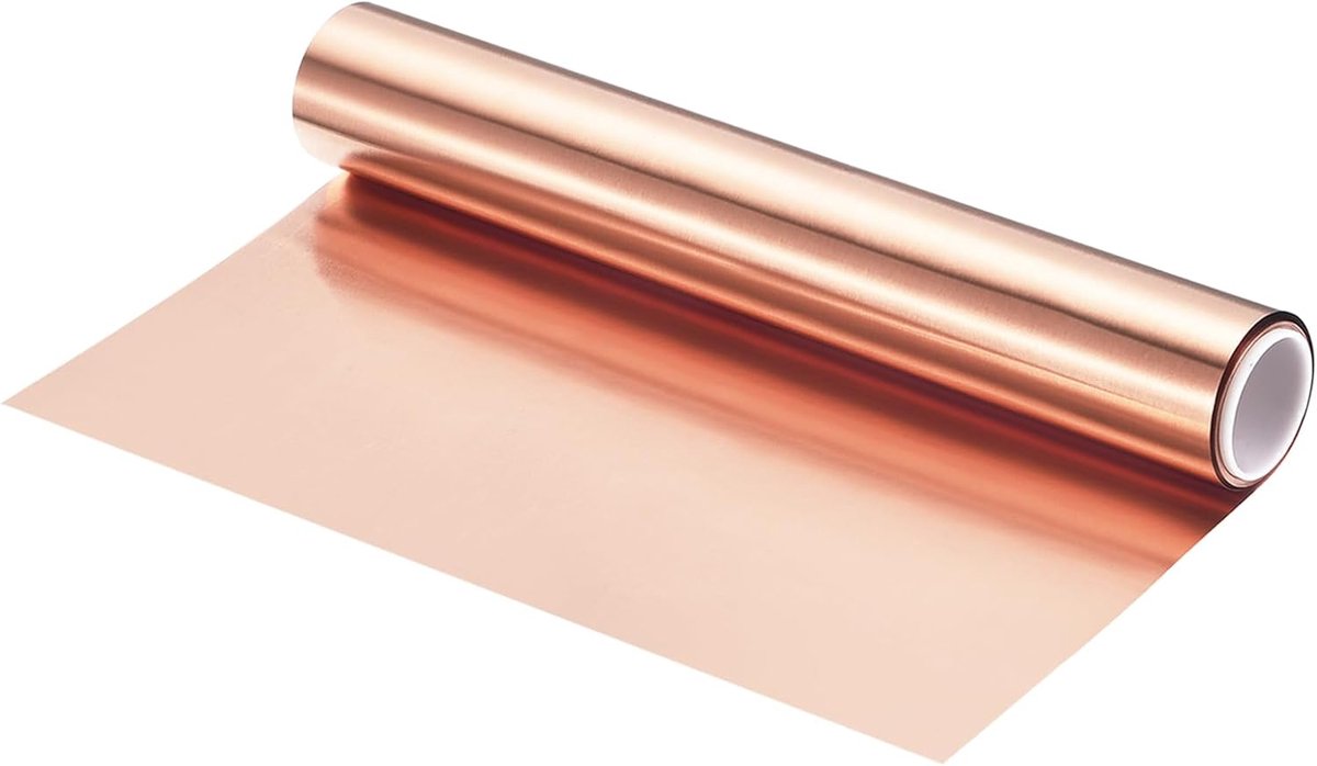 Rol koperfolie, 3500 x 150 x 0,01 mm, puur koper, 99,9%, knipperplaat van metaalfolie voor doe-het-zelfprojecten, elektriciteit (verschillende maten)