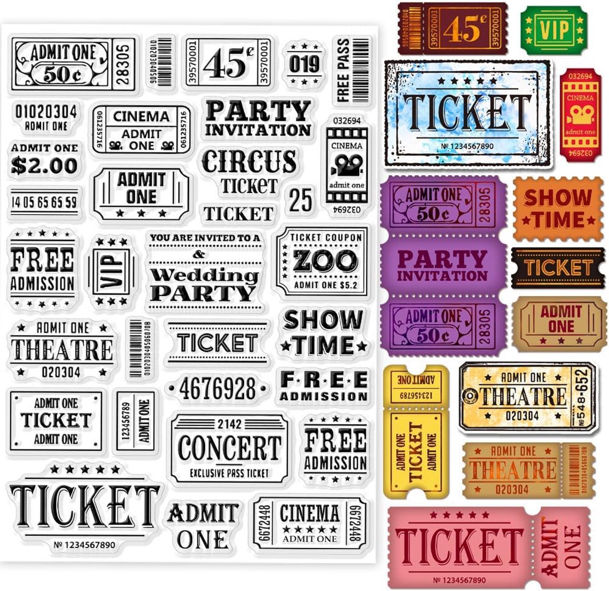 Groot-tickets duidelijke stempels voor het knutselen 21 x 14,8 cm bioscoopkaartje siliconen duidelijke stempelzegels transparante stempels voor doe-het-zelf plakboekkaarten maken fotoalbum