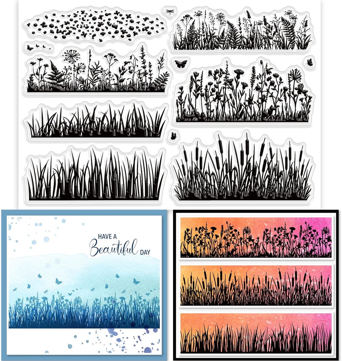 Gras Clear Stempels Voor Kaart Maken Decoratieve Wilde Bloemen Bloemen Paardebloem Transparante Siliconen Stempels Voor Diy Scrapbooking Levert Embossing Papier Card Album Decoratie Craft