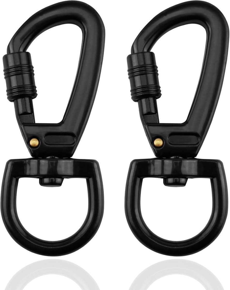 2 stuks karabijnha voor honden, robuuste, zinklegering, 360 graden draaiend gewricht, voor hondenriem, bergbeklimmen en sleutelhangers