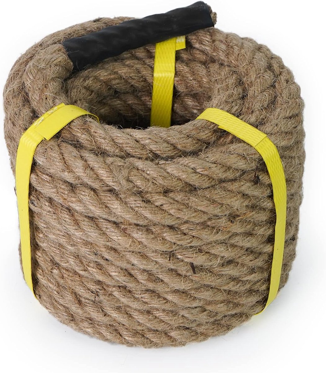30M Jute Touw - 20mm Dik Gedraaid Hennep Touw voor Touwtrekken Dek-touw Hekwerk Tuin