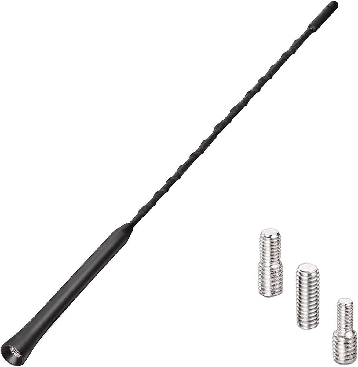 Bolwins 42 cm auto-dakantenne met versterker, FM/DAB radioantenne voor geoptimaliseerde ontvangst, M4/M5/M6 adapter inbegrepen, universeel compatibel met auto, SUV, camper, zwart, 16 V