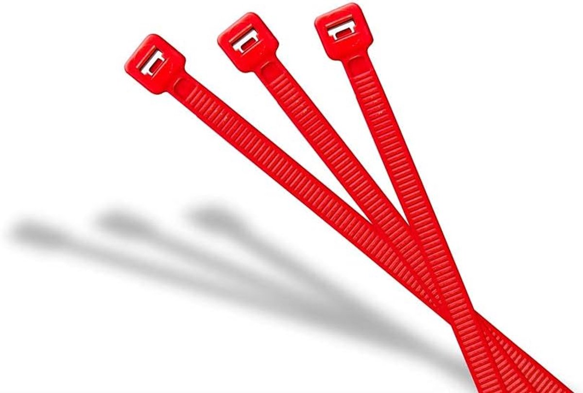 Unisex's kabelbinder Bevestig uw spatborden veilig aan uw fiets (Pack van 25), rood, één maat
