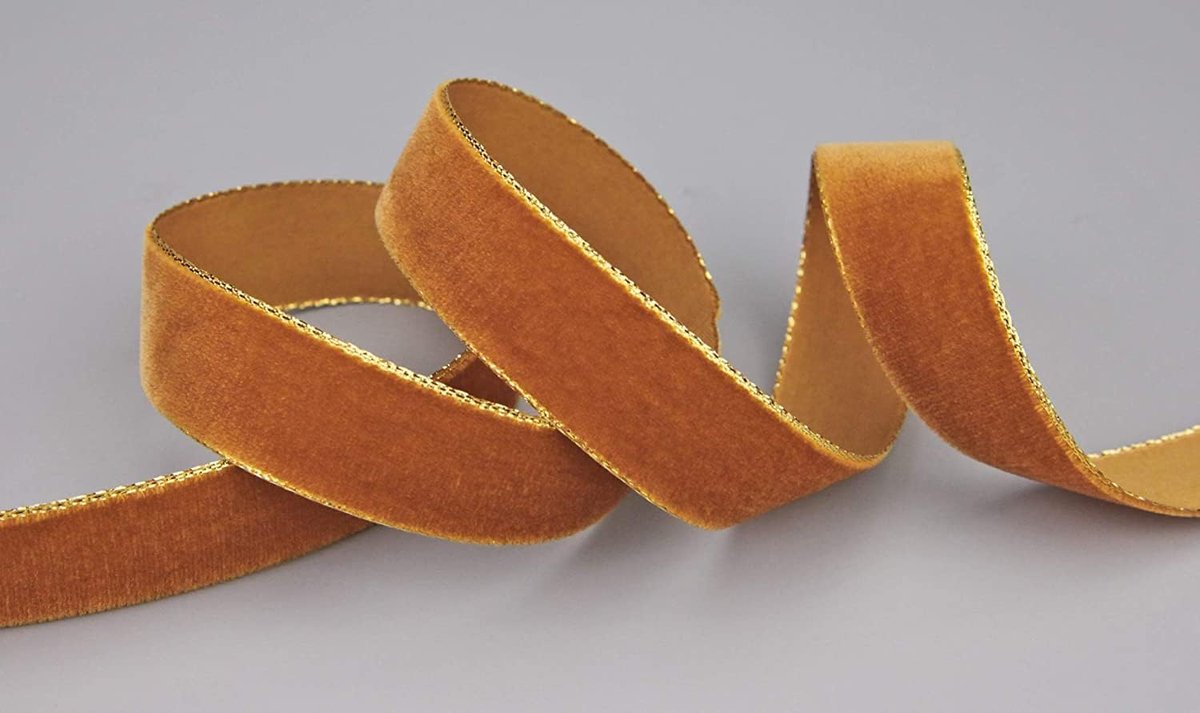 3 m x 16 mm satijnen lint 447G LICHTBRUIN goud satijn met gouden rand fluwelen velours cadeaulint lint elegant geschenkverpakking decoratie Kerstmis band naaien