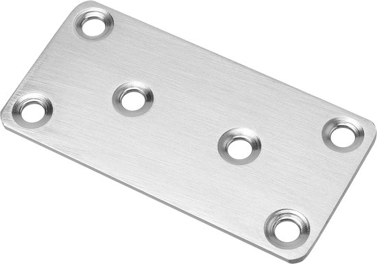 30 stuks roestvrijstalen platte connectoren, 80 x 40 x 2 mm, zilverkleurige metalen geperforeerde plaat met 6 gaten, stabiele houten connector voor stoelen, tafels, kasten, hekpalen — afbeelding 4