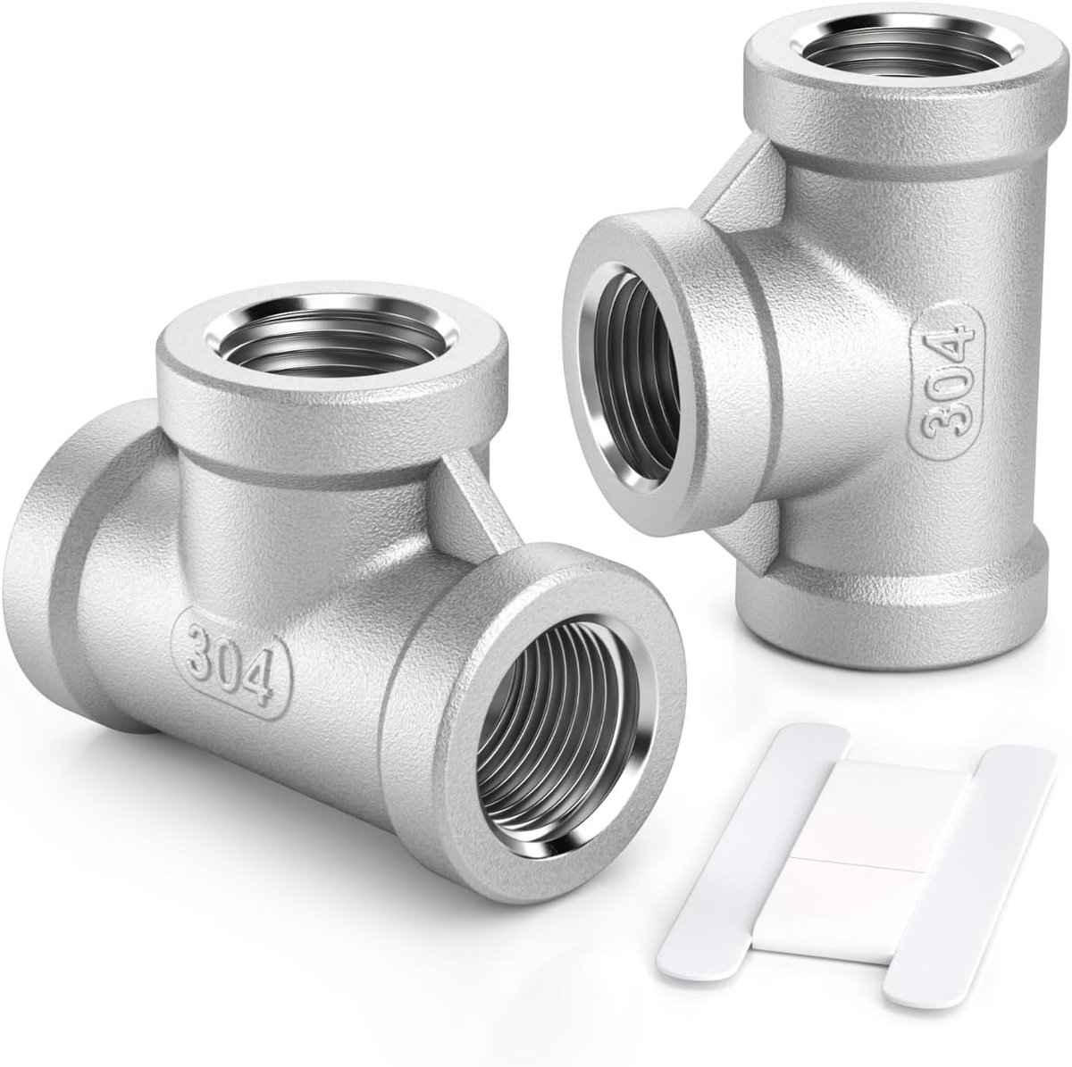 2 stuks 1/2 "Vrouwelijke BSP 3 Manier Connector 304 roestvrij staal Tee vrouwelijke pijpfittingen