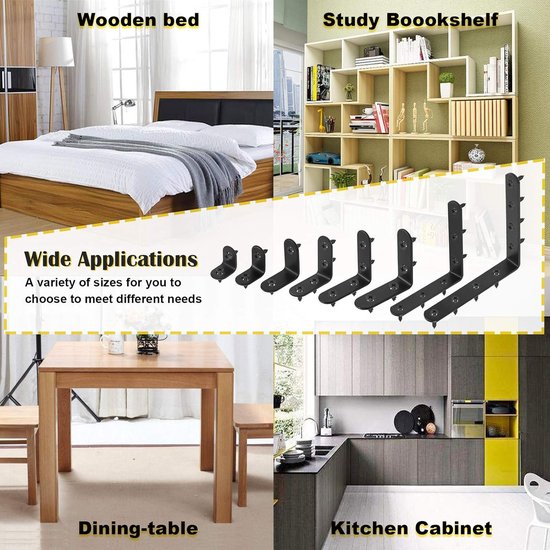 20 Sets 30x30mm Rvs Zwart L Beugels Hoekbeugels Haakse Beugels Heavy Duty met Montage Schroeven voor Houten Plank Stoel Kast Meubelbeugels — afbeelding 4
